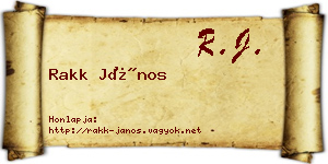 Rakk János névjegykártya